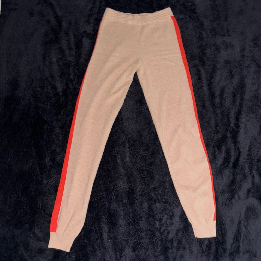 Fashion Nova Cream and Red Track Pants | Size Medium